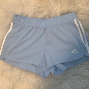 Light blue adidas women’s running shorts